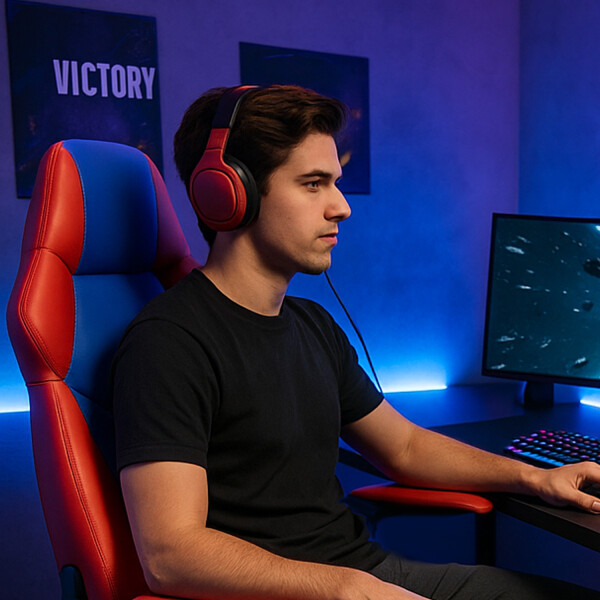 Silla Gamer Ergonómica Reclinable Con Apoya Brazos ROJO