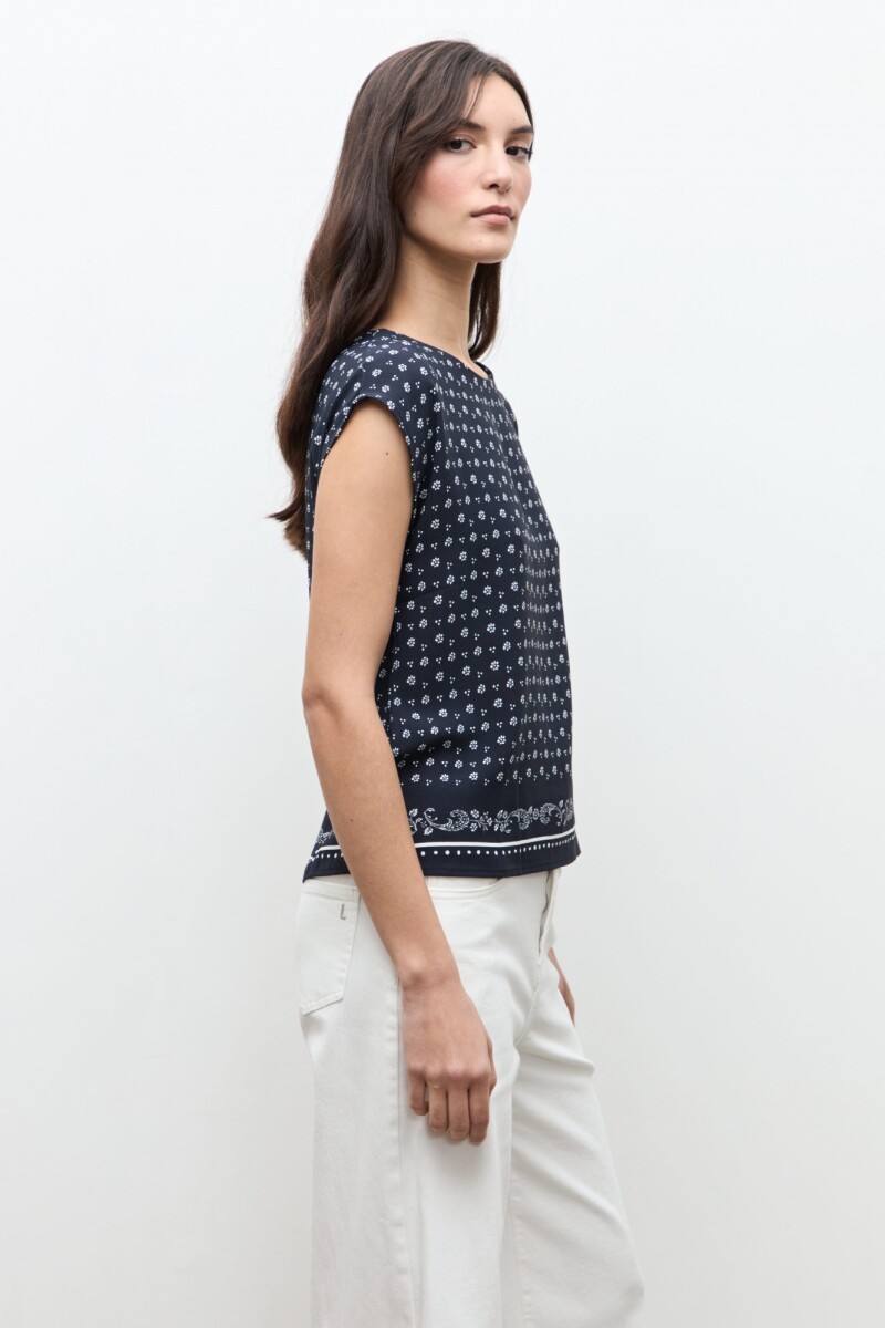 Blusa estampa Paisley azul marino