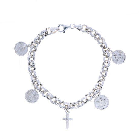 Pulsera de plata 925 Rolo y medallas Pulsera de plata 925 Rolo y medallas