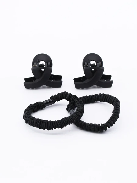 BROCHES Y COLEROS PACK X 4 NEGRO