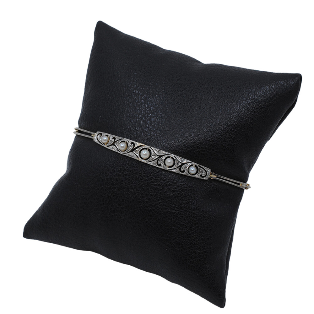 Pulsera antigua en oro 18k, perlas y diamantes Pulsera antigua en oro 18k, perlas y diamantes