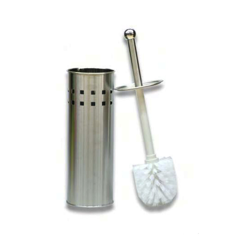 Escobilla para inodoro en acero inoxidable con tapa GRIS