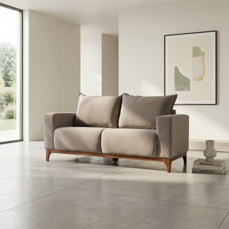 Sofá Oregon - Tela Microfibra - 2 cuerpos FX4-11 (Tostado)