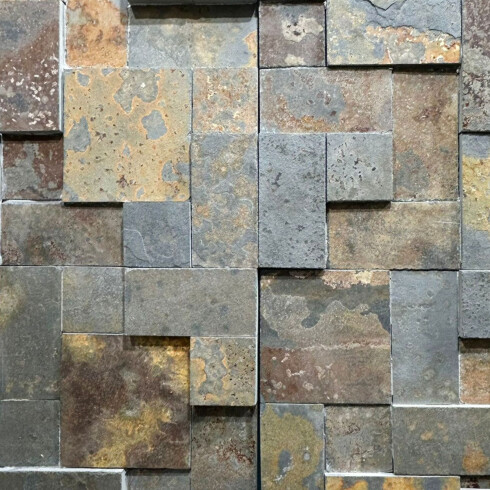 PIEDRA NATURAL ARDOSIA OXIDO 30X30Cm PARA PARED GAMAS DE MARRON