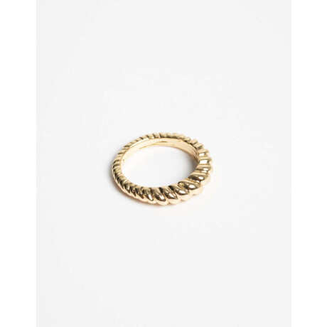 Anillo Texturado Bañado En Oro Dorado