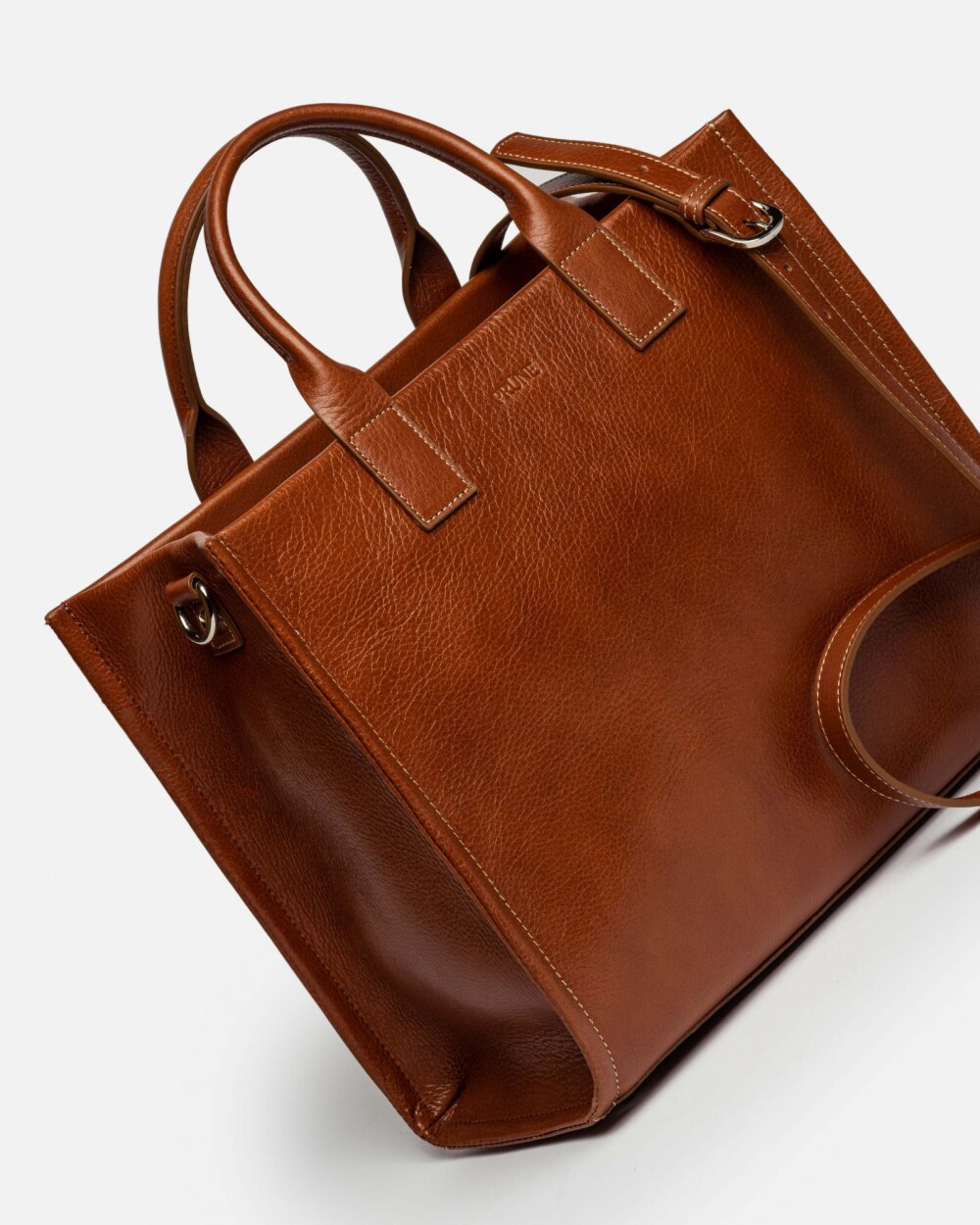 Cartera de mano Capri en cuero vegetal liso Cuoio