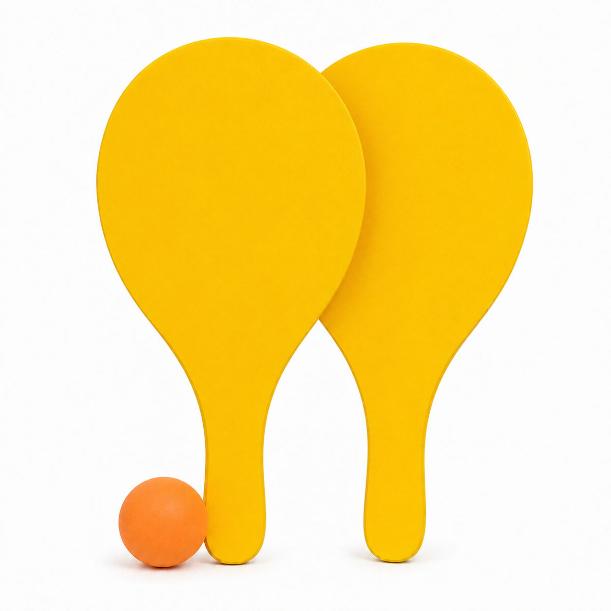 Set De 2 Paletas De Madera Para Playa + Pelota - Amarillo 