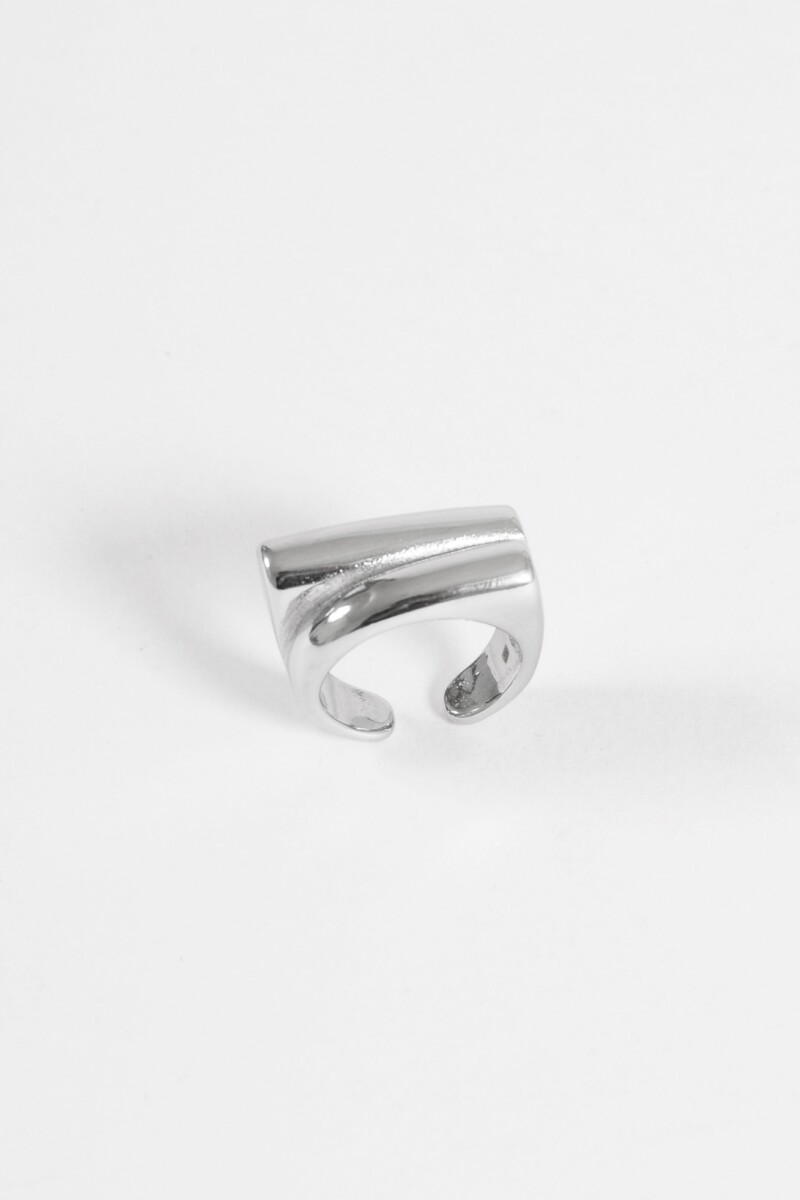 Anillo acero geometric plateado