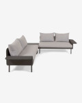 Set exterior Zaltana de sofá rinconero y mesa aluminio acabado pintado negro mate 164 cm