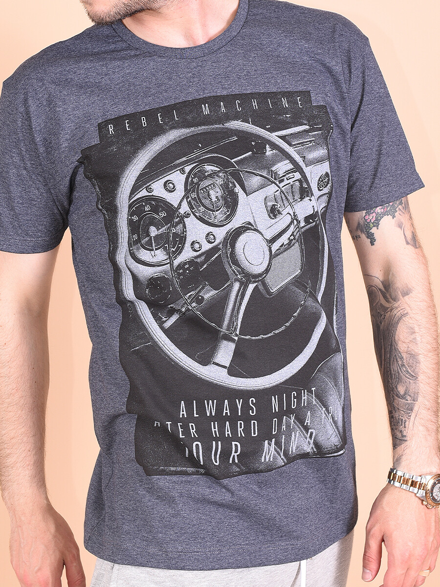 REMERA YOUR MIND - GRIS OSCURO 