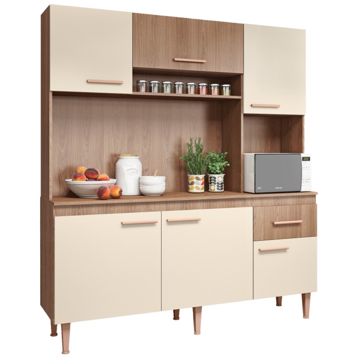 [ OUTLET ] Alacena de cocina 6 puertas 1 cajón con pies en polipropileno regulables 160x29x39x190cm [SOLO RETIRO EN EL LOCAL] 