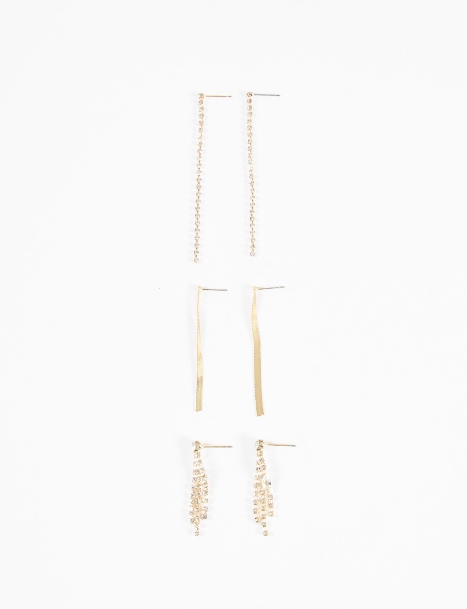 Set caravanas party strass - dorado 