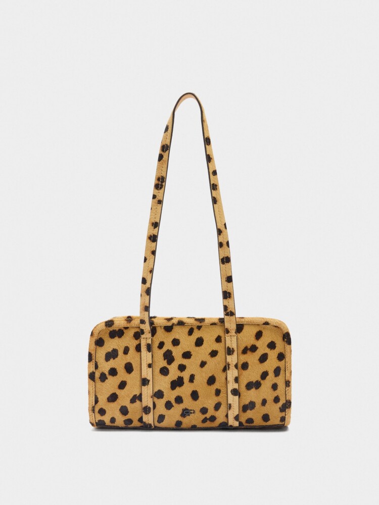 Bolso Bowling De Piel Estampado Animal camel