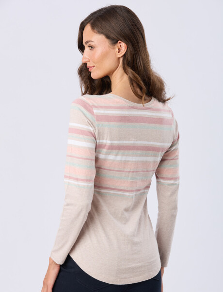 REMERA RAYADA DE ALGODÓN Beige