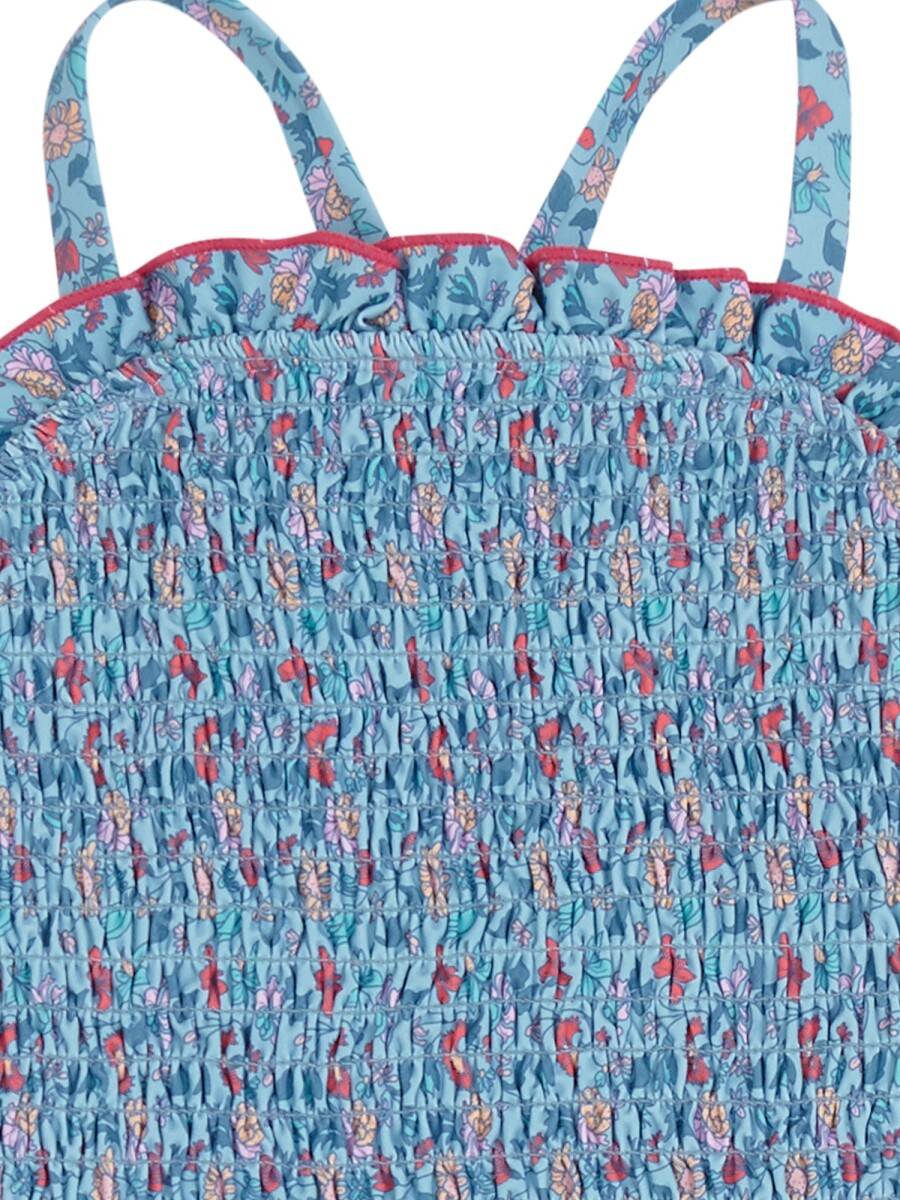 Bañador Estampado Flores Azul Claro