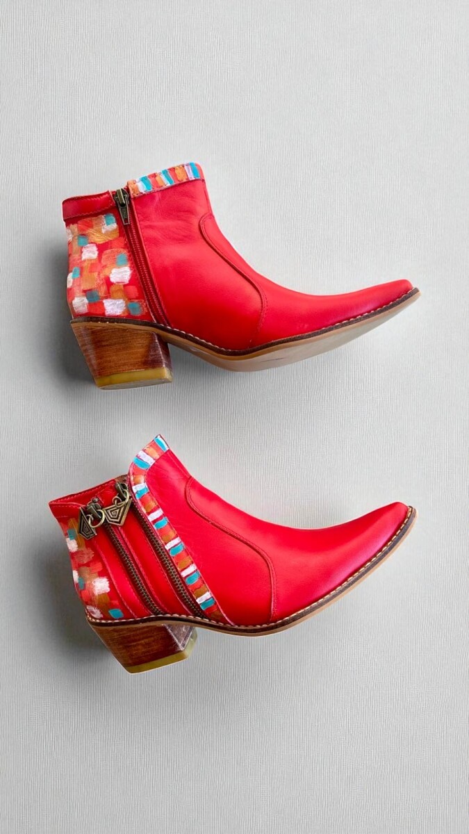 Bota Eva Roja Con Arte Turquesa 