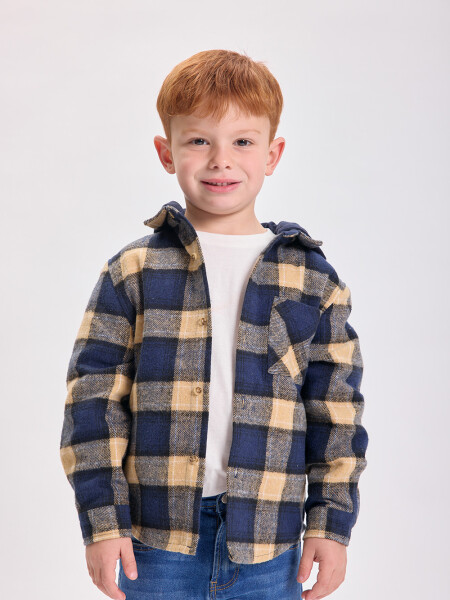 Sobrecamisa cuadros con capucha Azul
