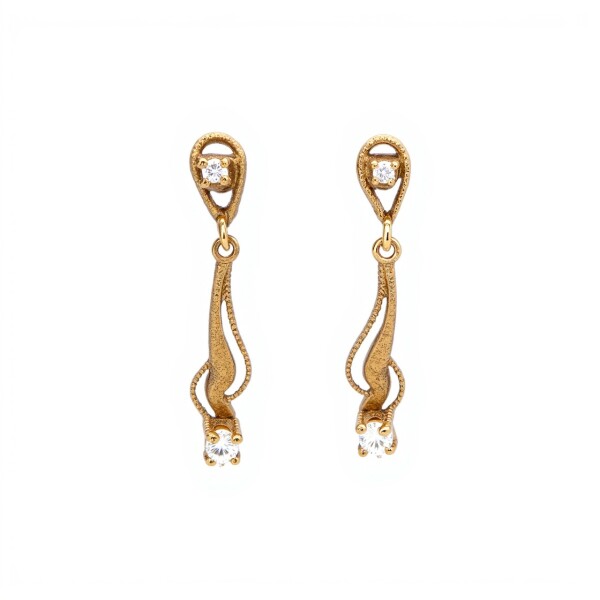 Caravanas colgantes Vintage de oro- Oro bajo - Zirconias - CA8097 conpiedra