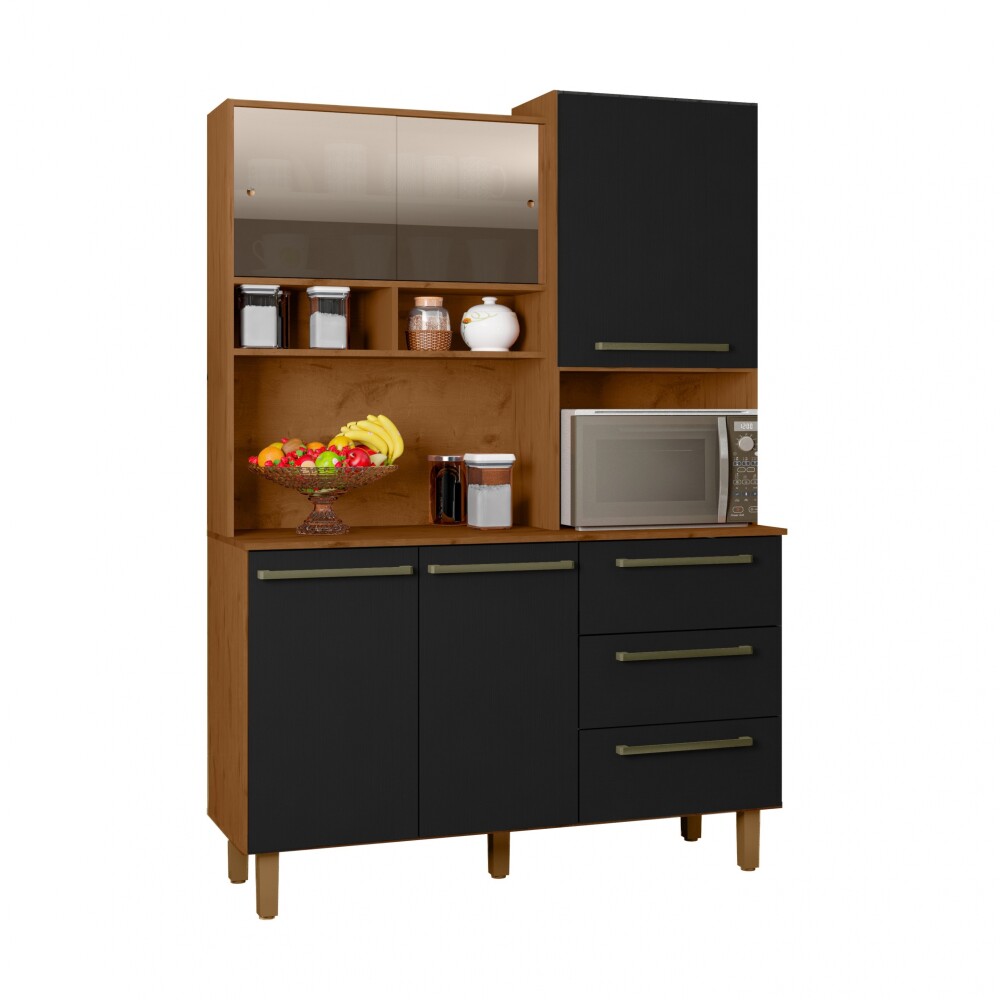 Kit Absoluto de Cocina - 5 puertas 3 cajones Cinamomo/Negro