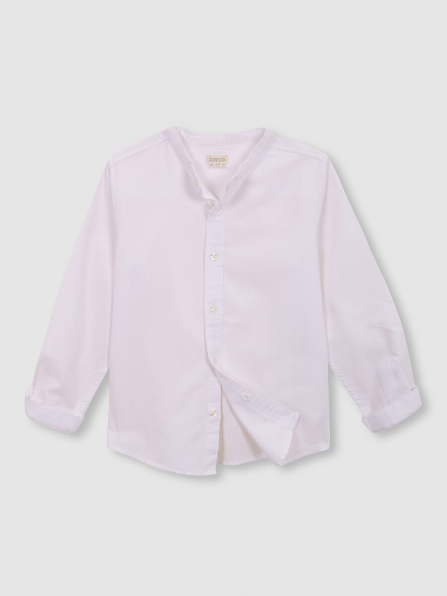 Camisa Blanca Oxford Cuello Mao Blanco