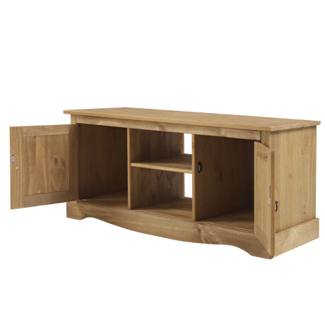 RACK APARADOR PARA TV O AUDIO 2 PUERTAS EN MADERA MACIZA - LÍNEA MEXICANA MARRÓN