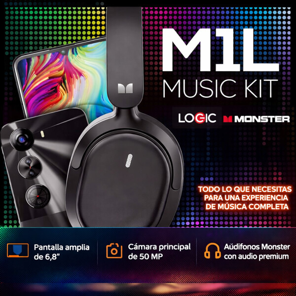 Logic M1l Music Kit 14gb (4+ 10gb)ram 256gb + Auricular Monster + Regalo PK LOGIC M1L KIT MUSIC 14/256 NEGRO +REG