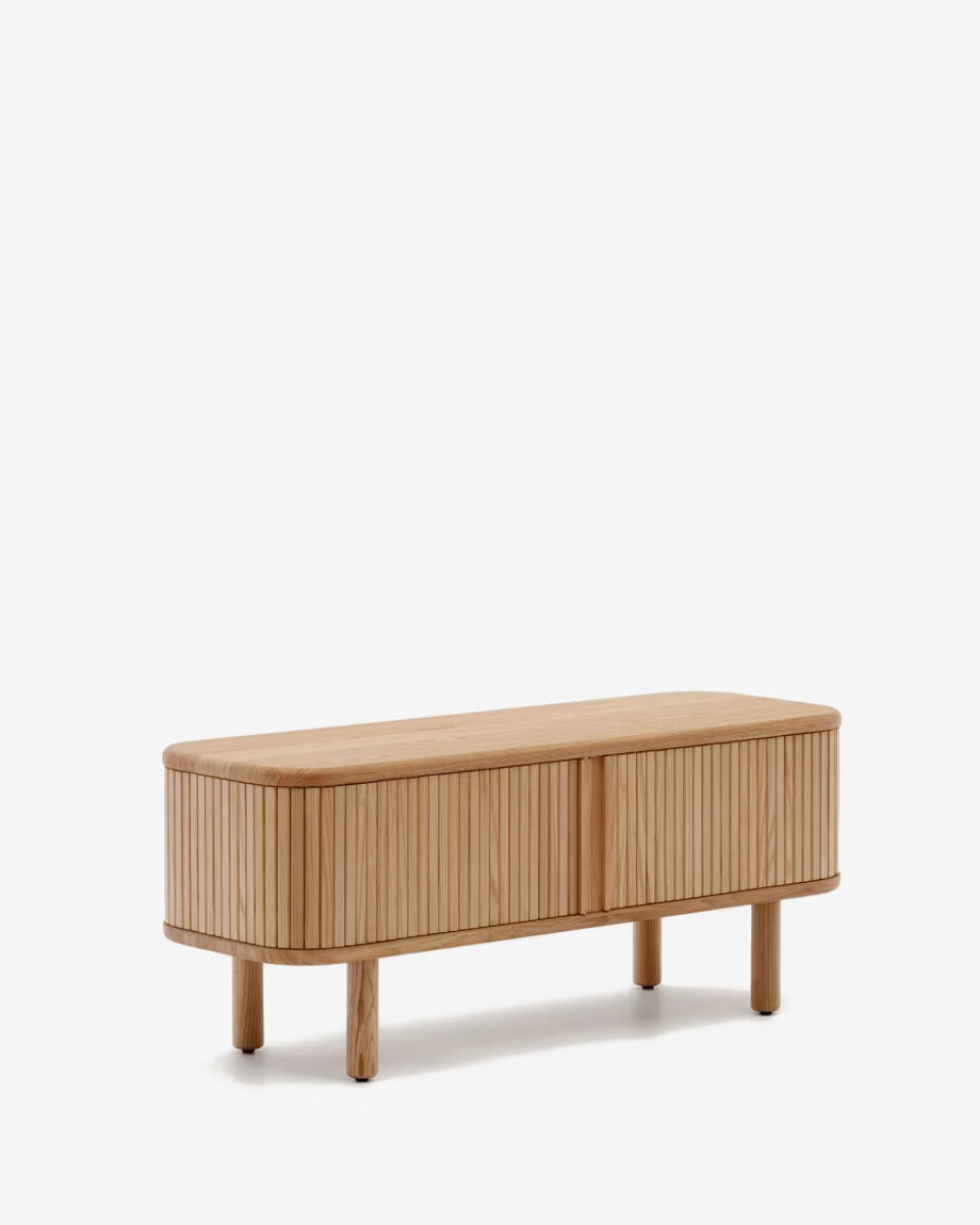Mueble TV Mailen 2 puertas en chapa de fresno - con acabado natural 120 x 50 cm 