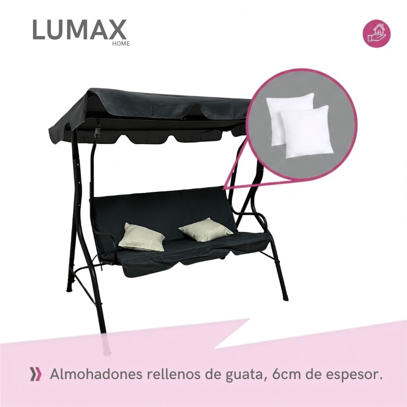 Hamaca Jardín Lumax con Toldo Hierro Exterior Gris