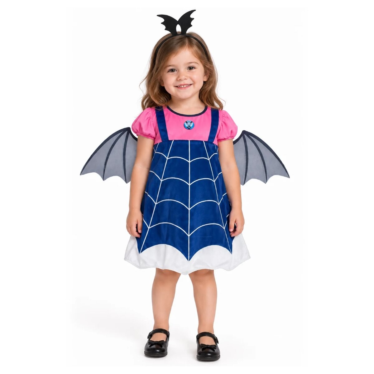 DISFRAZ NIÑA VAMPIRA VESTIDO VINCHA Y ALAS 