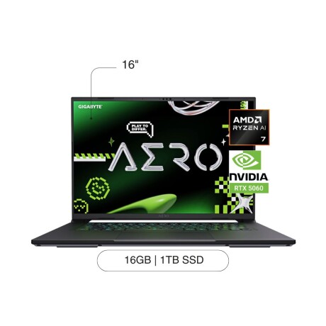 Notebook GIGABYTE Aero X16 16' QHD+ 1TB / 16GB RAM Ryzen 7 AI 350 RTX5060 De 8GB Notebook GIGABYTE Aero X16 16' QHD+ 1TB / 16GB RAM Ryzen 7 AI 350 RTX5060 De 8GB