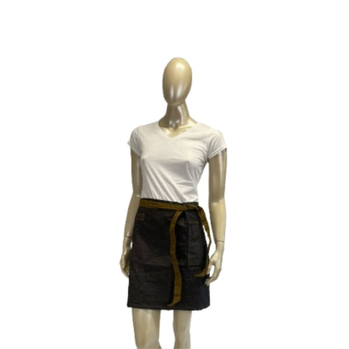 Delantal engomado sin peto, con lazo ajustable y bolsillo extra para accesorios - Negro 