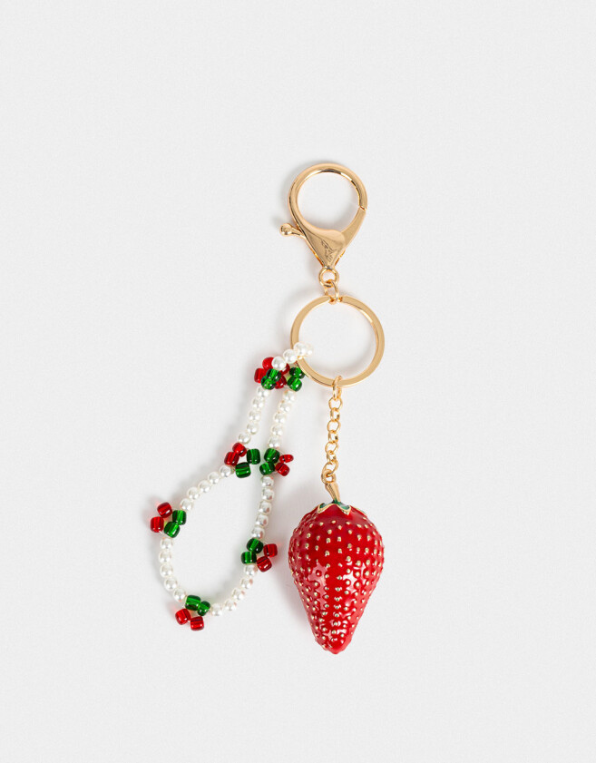 Llavero Metal Llavero Y Charm Frutilla - Rojo Medio