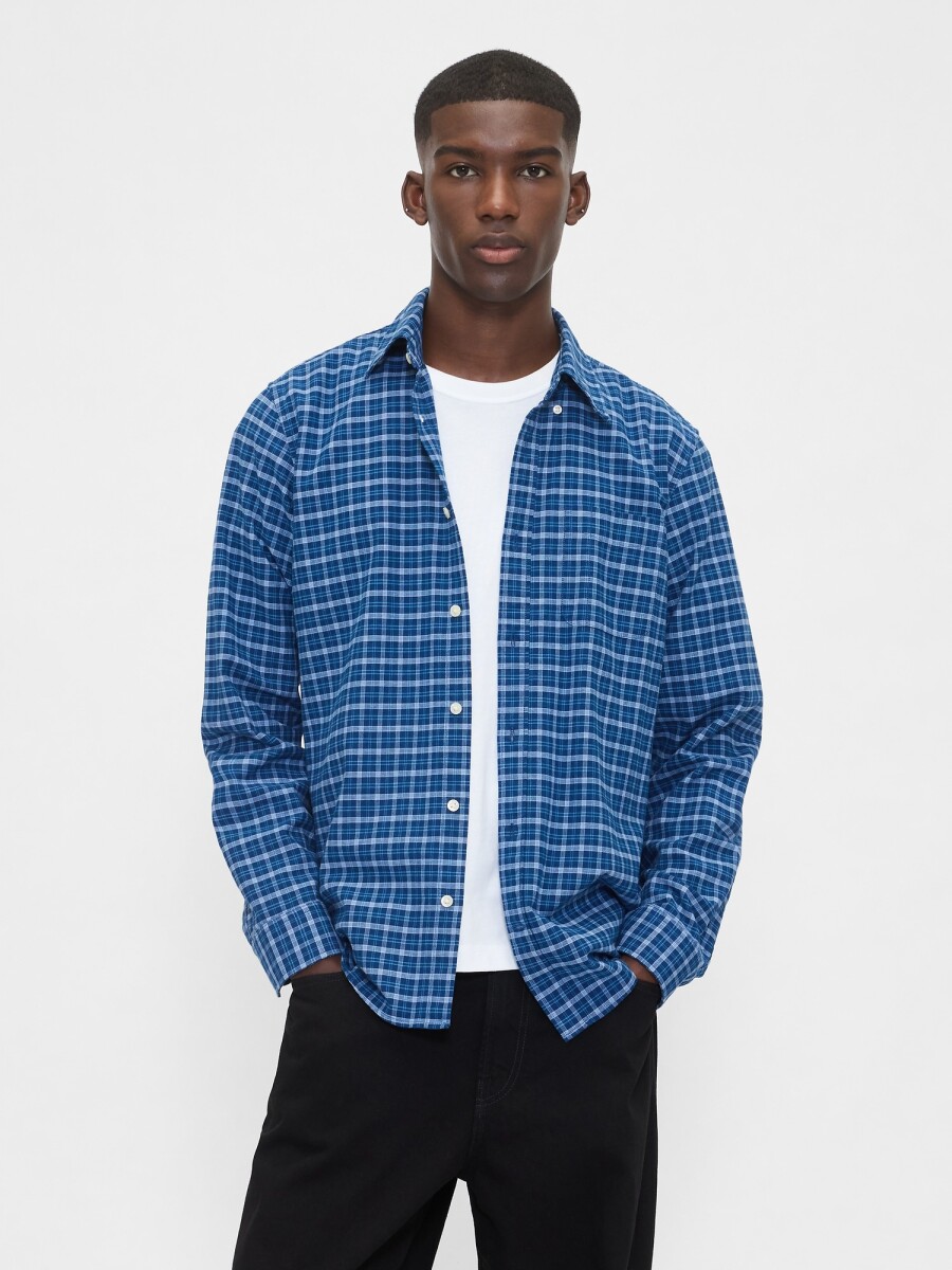 LS OX BAS STANDARD FIT - BLUE PLAID 
