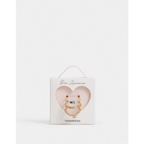 Set De Anillos Oro Zirconia Dorado