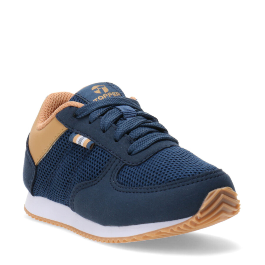 Championes Infantiles Topper T350 Mesh Kids Azul Marino - Marrón Camel