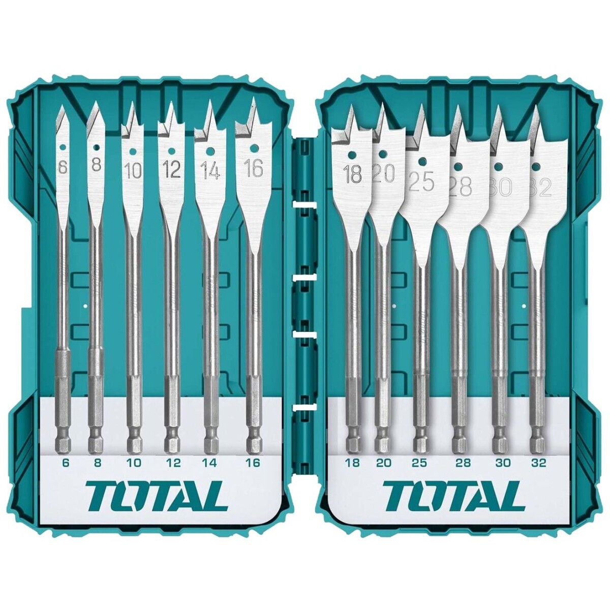 Set De 12 Mechas Planas Para Madera, 6-32mm 