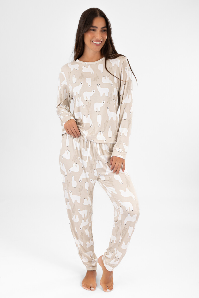 Pijama llama pattern - Beige 