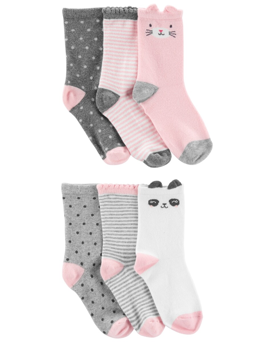 Pack X6 Pares de Medias Carters Algodón - ROSA-GRIS 