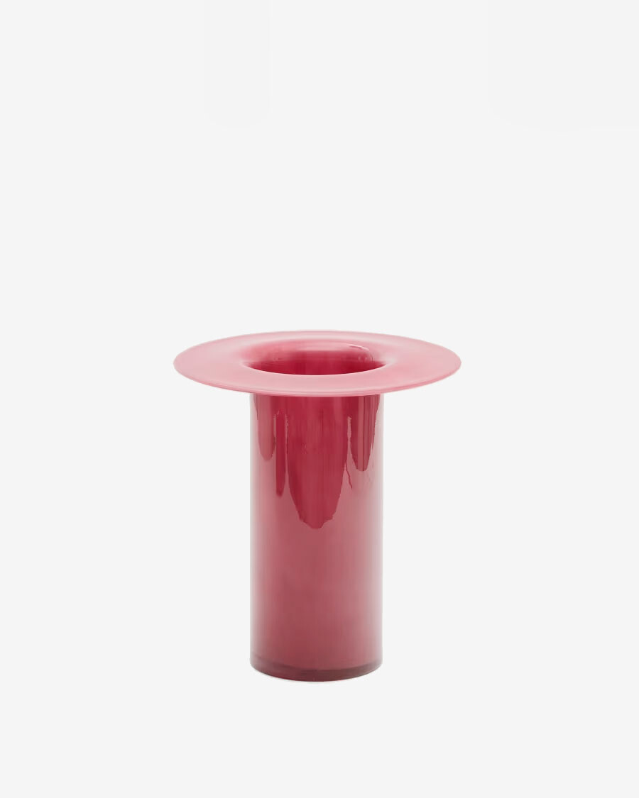 Jarrón Kelse de vidrio rosa 28 cm Jarrón Kelse de vidrio rosa 28 cm