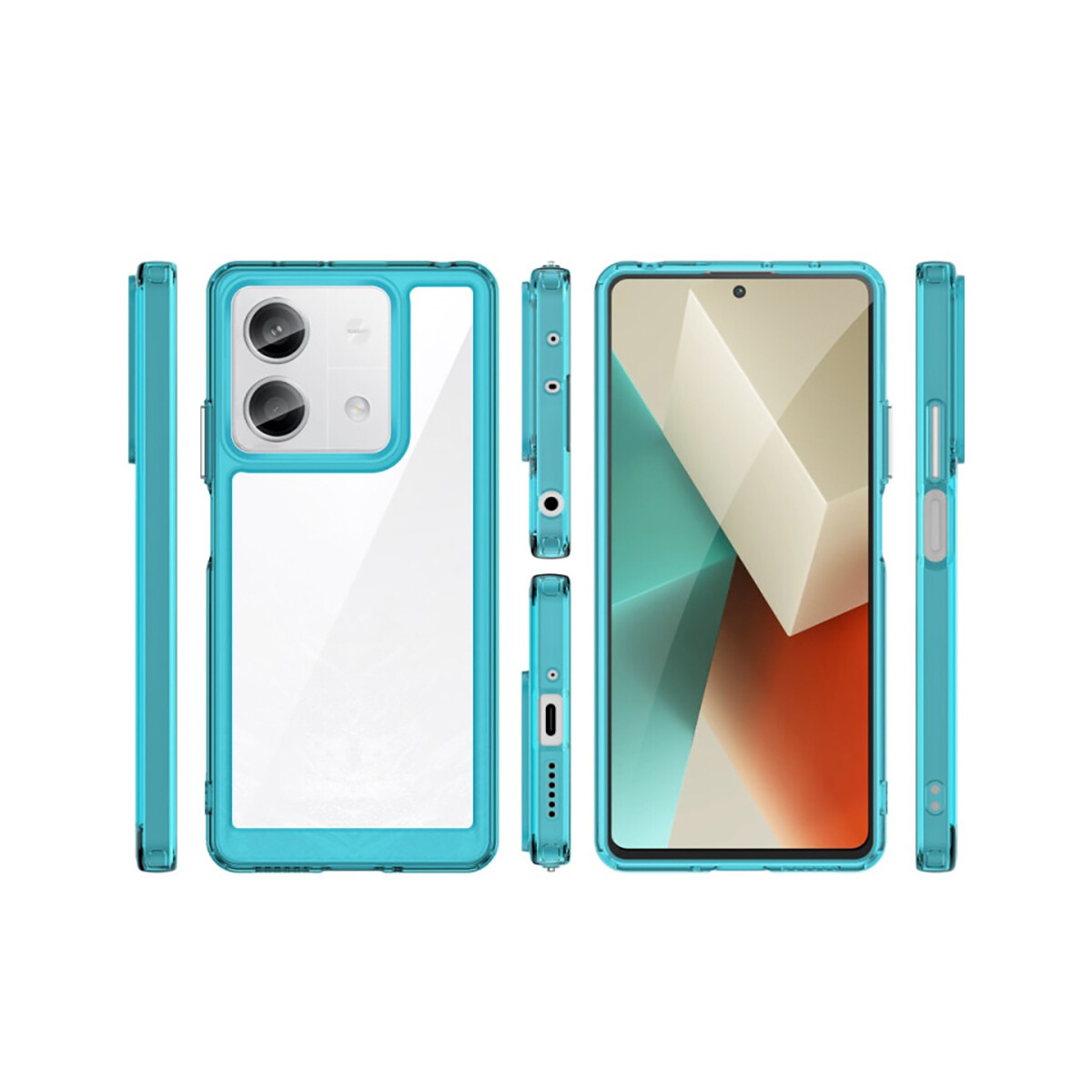 Case Transparente con Borde de Color Xiaomi Note 13 5G Turquesa