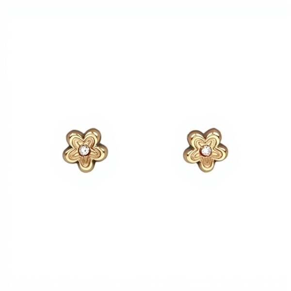 Caravanas Flor de oro - Oro bajo -Zirconia - CA8058 conpiedra