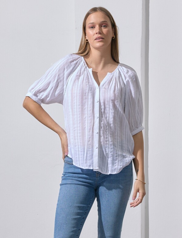 Blusa Detalle Calado BLANCO