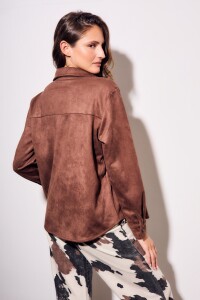 Camisa Gamuza Cuero Vegano Chocolate