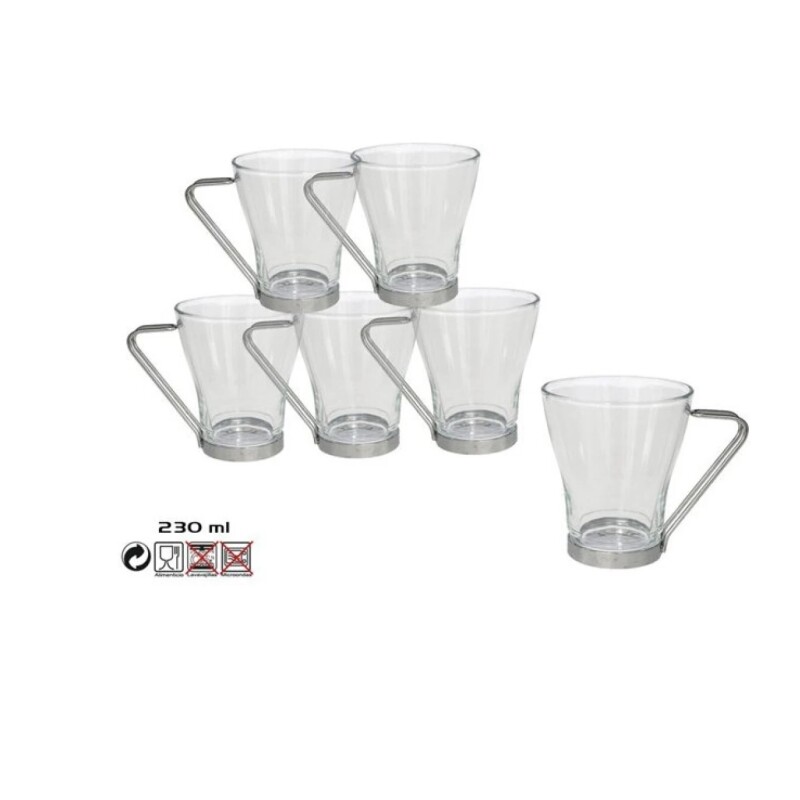 Set de 6 Tazas de Vidrio para Desayuno con Asa 230 ml GE TAZA DESAYUNO X 6 ASA 230 ML L2508/BH6