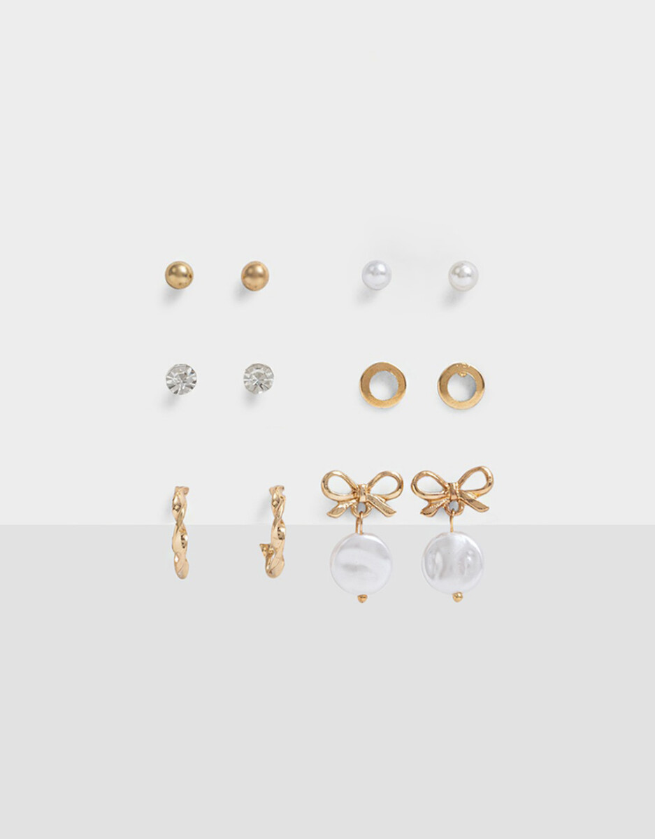 Set De Aros Con Perlas 