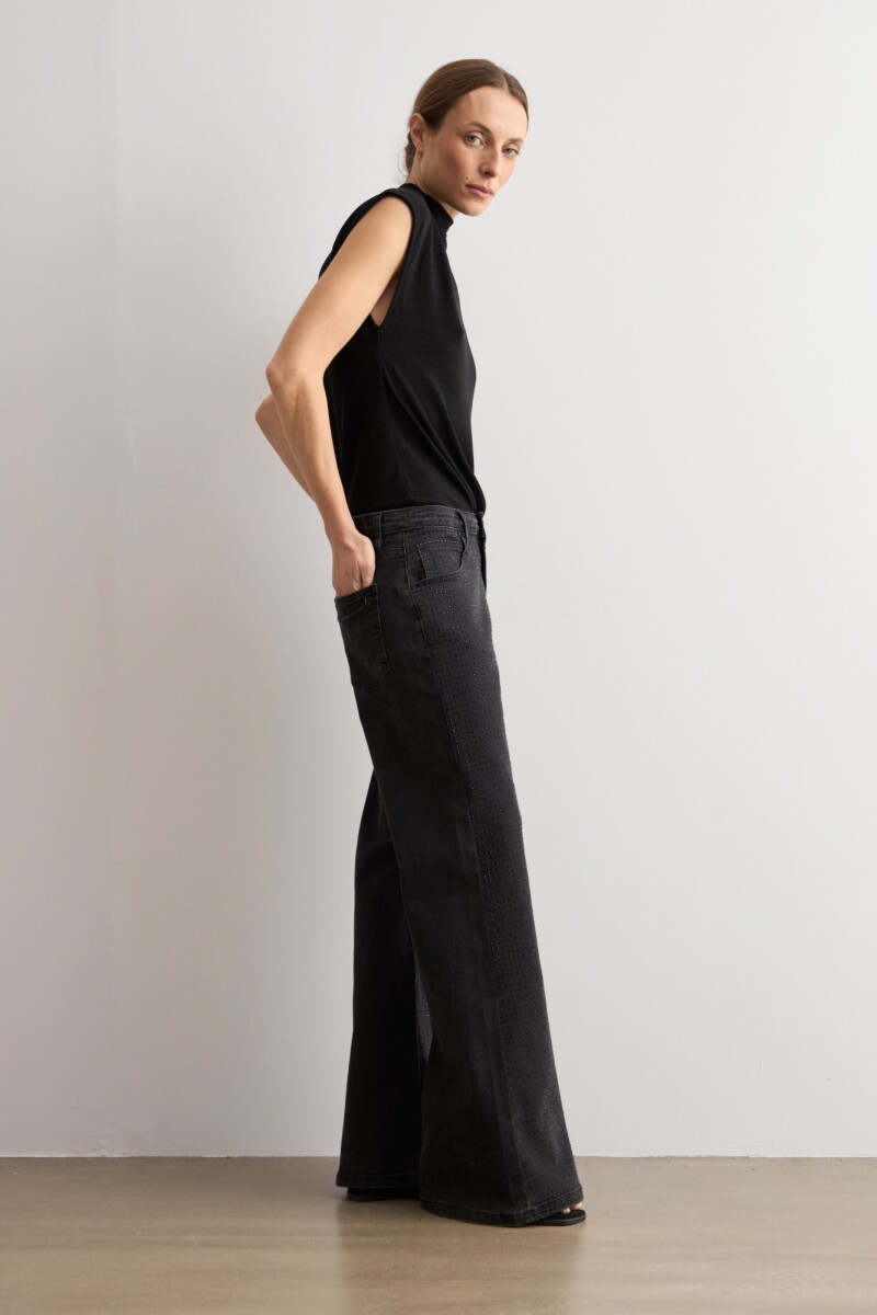 Jean wide leg Jade brillos negro