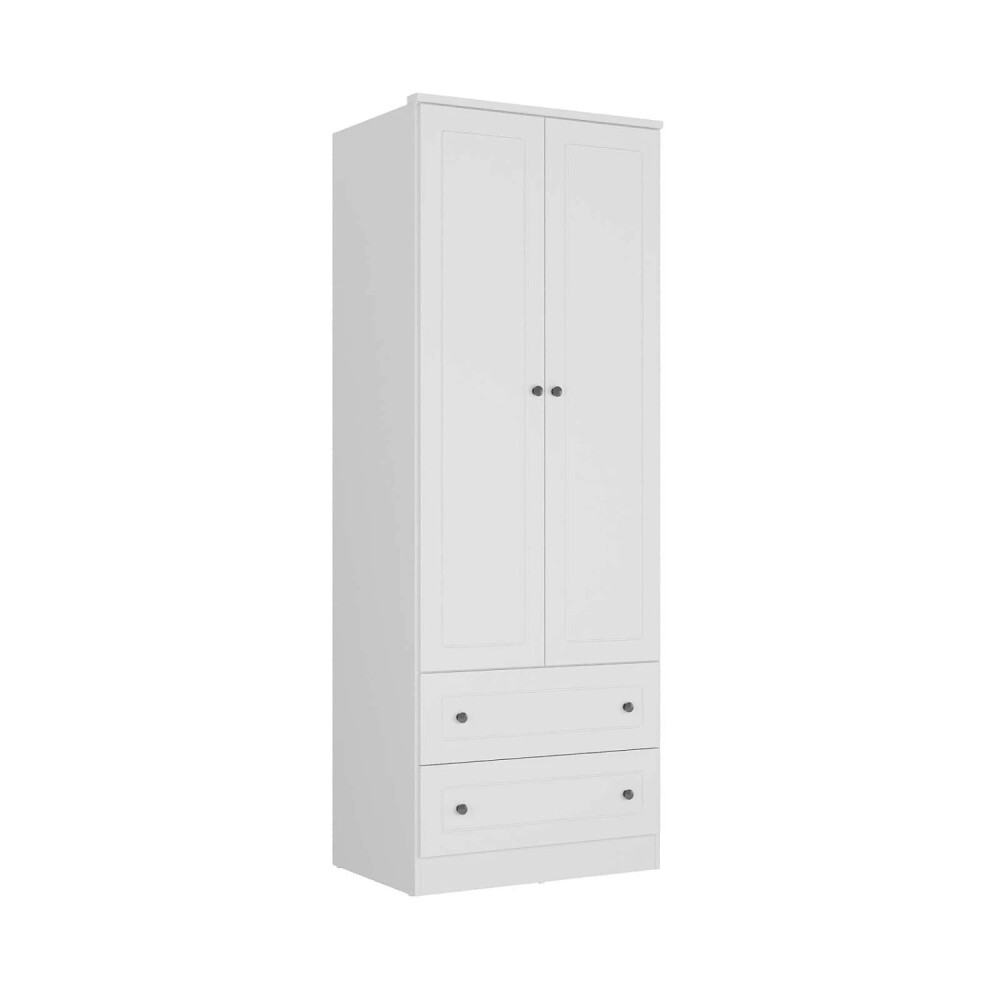 Ropero Americano PLUS 2 puertas + 2 Cajones - 100%MDF Blanco
