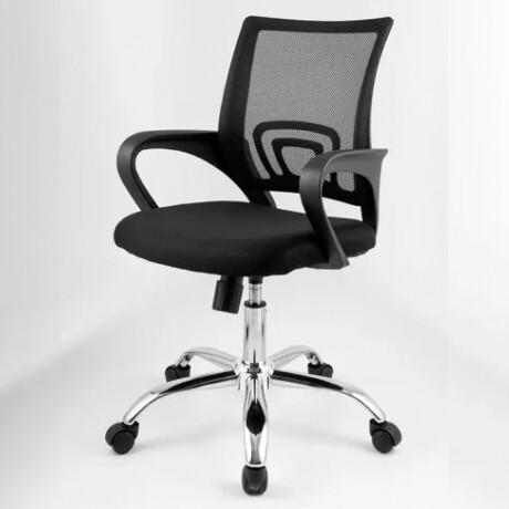 SILLA DE ESCRITORIO MALLADA CON SOPORTE LUMAR - NEGRO Silla De Escritorio Mallada Con Soporte Lumbar Negra