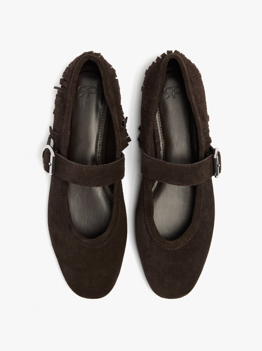 Bailarinas De Piel Con Flecos - marron 