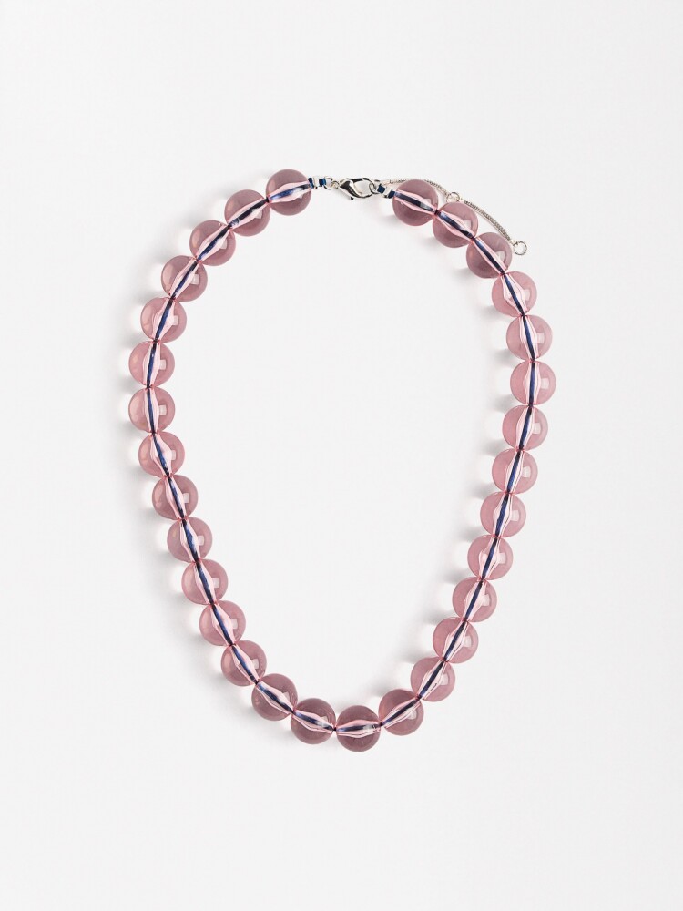 Collar De Cuentas Transparente rosa